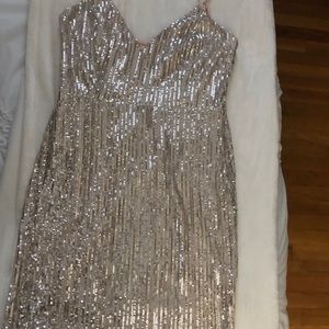 Silver Sequin Skinny Strap Bodycon Dress
